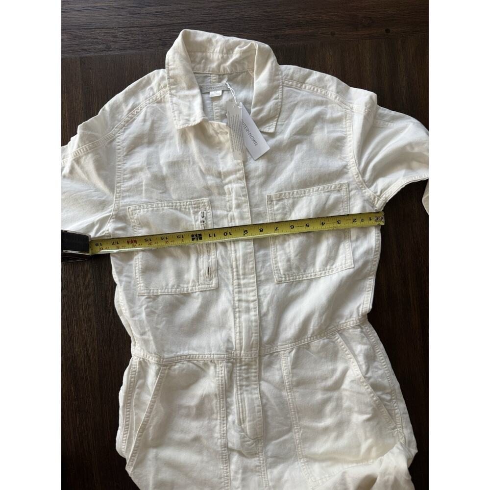 OUTERKNOWN Station Jumpsuit Womens Small One Piece Organic Cotton Linen In Salt - Picture 8 of 11